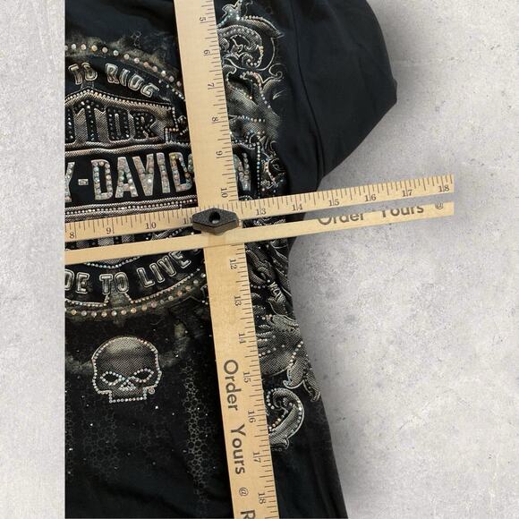 Harley‑Davidson Womens Large Devils Fume Embellished Mesh Back Tee Black - Picture 9 of 10